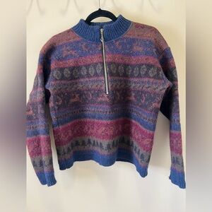 Alps Women's Appeal Wool  1/4 Zip Sweater Medium Vintage